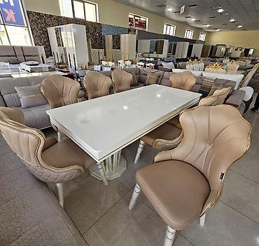 mebel salon: Ağ rəngli yemək masası və 8 ədəd stuldan ibarət dəst - Dizayn: Zərif — 3