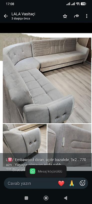 L🅰/ Embawood divan, açılır bazalıdır, 3x2 . 770 azn . Yaşayış olmayan