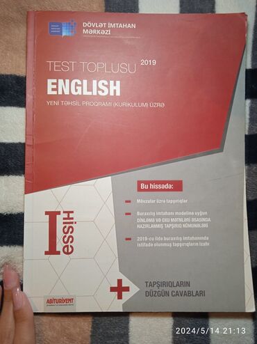 english test toplusu 2019 cavablari: İngilis-dili (ENGLISH) Test toplusu (2019).Çox az işlədilmişdir