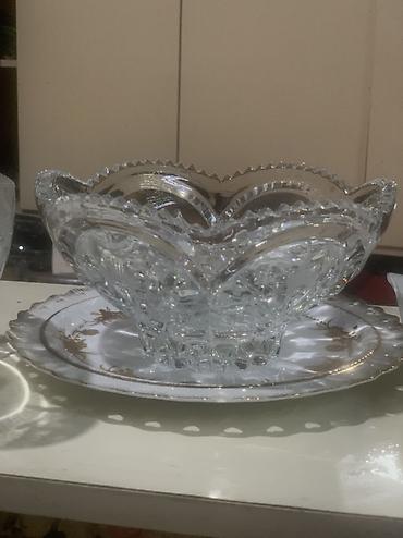 qizil balig: Zərif naxışlı şüşə/biçimli kristal qab dəsti - Üst hissəsi dalğalı — 1