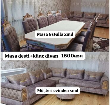 qonaq mebel dəstləri: Künc divan və masa desti yeni