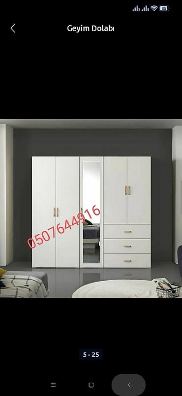 taxt tumba: Ağ rəngdə geyim dolabı kolleksiyası - Modellər: 2, 3 və 4 qapılı — 2