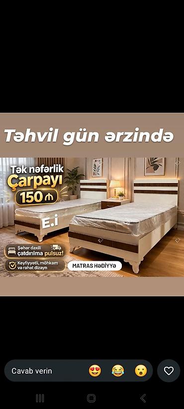 mebel bərpası: Tək nəfərlik çarpayı – 90x200 sm ölçüdə. Sadə və zövqlü dizayna — 1