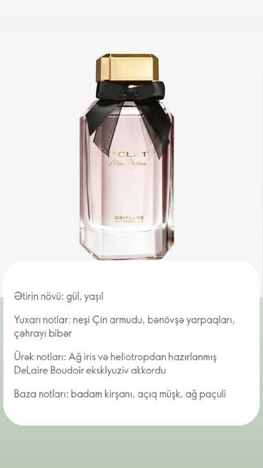tudey duxu qiymeti in Azərbaycan | ƏTRIYYAT: Oriflame Eclat mon parfum Qadınlar üçün parfumEndirimlə satıram