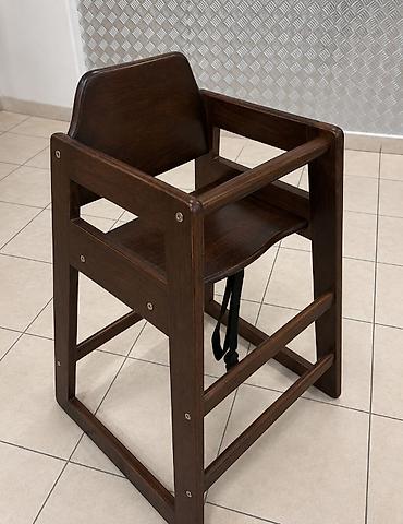 Yemək masaları, oturacaqları: Uşaq üçün taxta yemək kreslosu - Material: fıstiq ağac, tünd qəhvəyi — 1