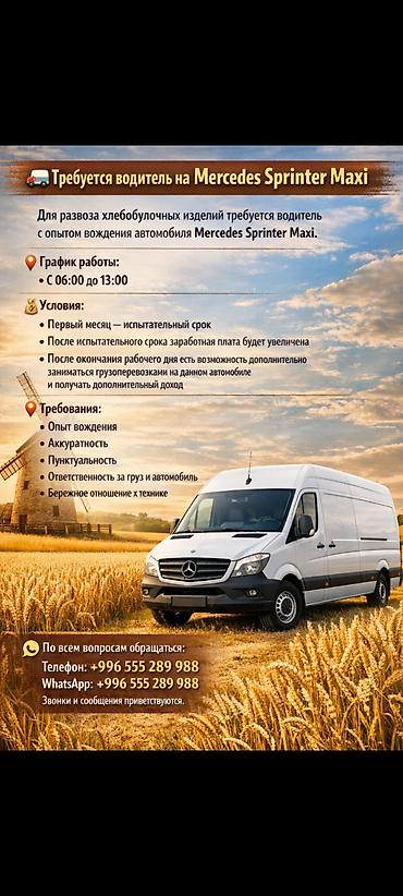 спринтеры: Требуется Водитель-экспедитор, Транспорт компании, Полный рабочий день — 1