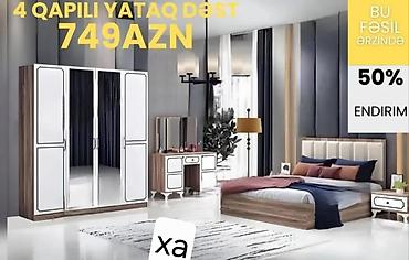 heri sekilleri: 4 qapılı yataq dəsti Tərkibi: - 4 qapılı şkaf (iki aynalı orta qapı — 1