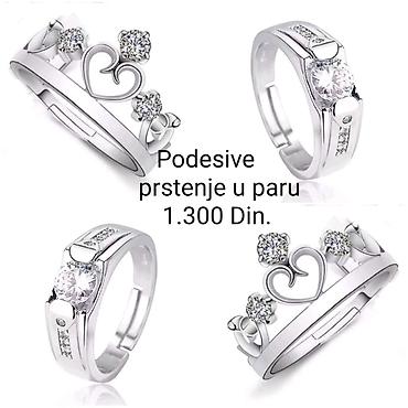bordo crvena: Posrebrene podesive prstenje u paru, elegantnog srebrnog tona, -od — 1