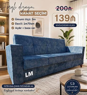 Rahat seçim üçün fərqli dizaynlı divan - Ümumi ölçü: 2 m - Daxili: 1 lalafo.az -da Rahat seçim üçün fərqli dizaynlı divan - Ümumi ölçü: 2 m - Daxili: 1
