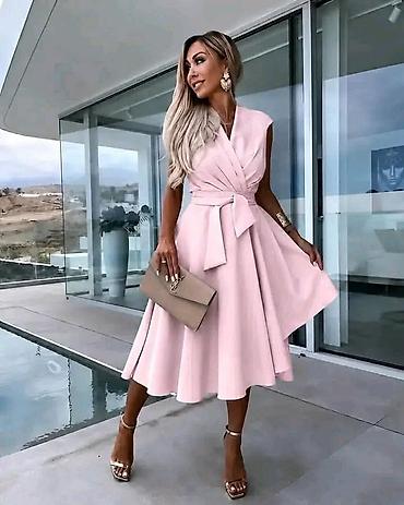 terrex 39: Elegantna midi haljina s pojasom - Kroj: ženstvena A-linija sa širkom — 3