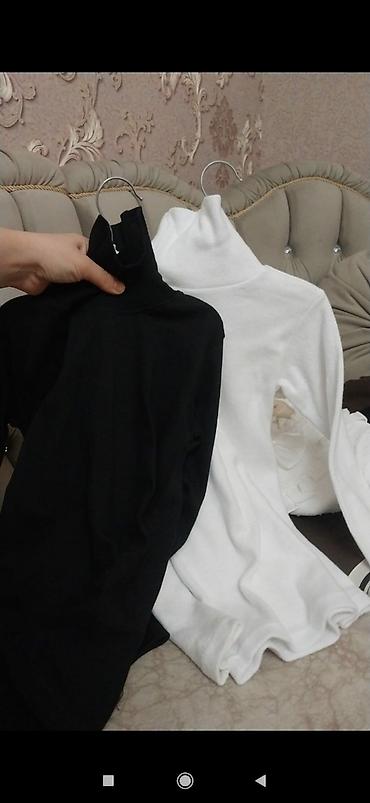 düz donlar: Qiz üçün boğazlı köynək (sviter tipli) – 2 rəng - Rənglər: qara və ağ — 1