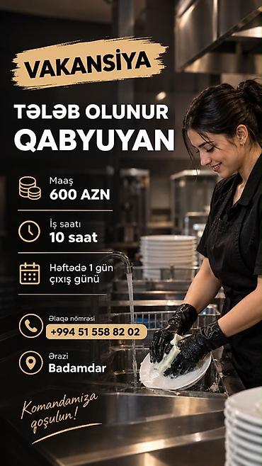 Qabyuyanlar: Qabyuyan tələb olunur, Aylıq ödəniş — 1