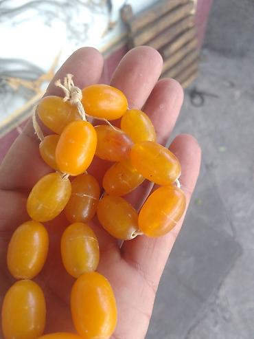 frida aksesuar sirketi: Sarı-narıncı tonlarda, oval formalı boncuklardan ibarət iplənmiş dəst — 2