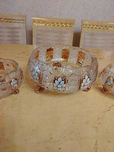piyalə: Büllur dekorativ piyalə dəsti – 3 ədəd - Material: ağır və şəffaf — 3