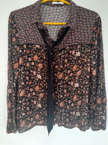 zara kosulje saten: Mango, M (EU 38), Floral, color - Brown