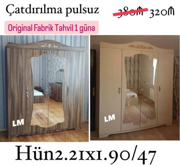 Termolar: Dolab 4 qapılı fabri̇k i̇stehsali qiymət : 320₼ mebellərimiz