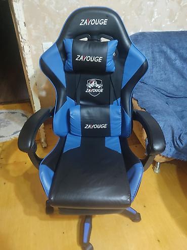 deri kreslo: ZAYOUGE brendinin mavi-qara rəngli gaming/ofis kreslosu. - Yüksək bel — 1