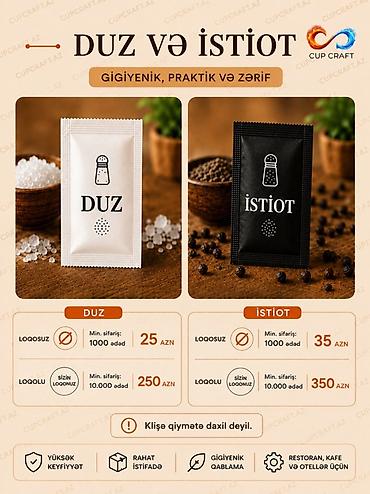 Qab-qacaq və mətbəx ləvazimatları: Tək qat kağız stəkanlar, VPM kağız və tək porsiya duz/istiot paketləri — 3
