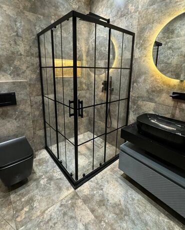 Duş kabinaları, arakəsmələr: Yeni Üstü açıq kabina, Künc üçün, Pulsuz çatdırılma — 8