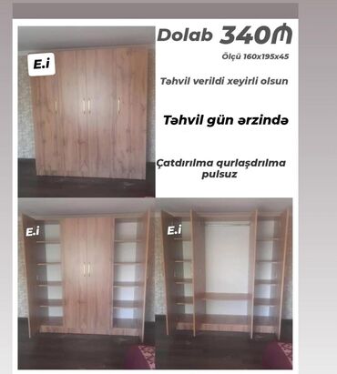 Dolablar: Yeni, 4 qapılı Düz dolab, Şifonyer