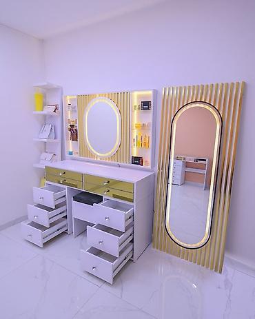 Masa və oturacaq dəstləri: Vizaj/kosmetik üçün işıqlandırmalı makiyaj masası dəsti - Dizayn — 2