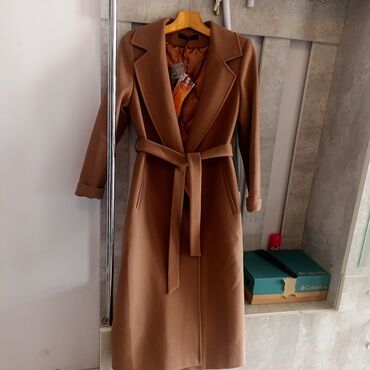 шерстяное пальто: Пальто, Осень-весна, Длинная модель, С поясом, L (EU 40)