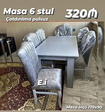 Mətbəx üçün, Yeni, Dördbucaq masa, 6 stul