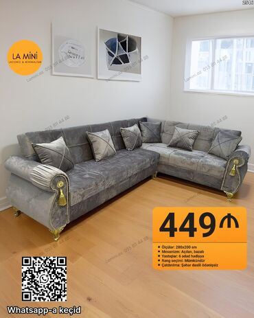 kunc divan uzlukleri: Künc divan dəsti – LA MINI - Ölçülər: 280 x 200 sm - Mexanizm