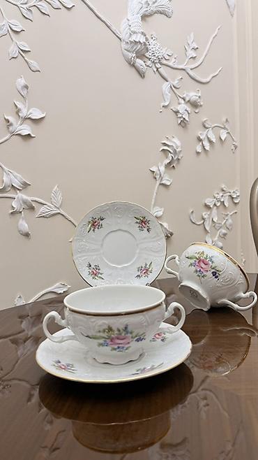 Çay dəsti, rəng - Ağ, Farfor, Çexiya