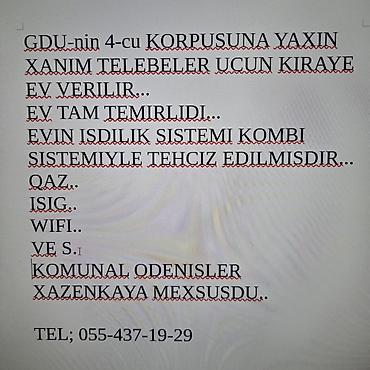 zontık: Telebe Qizlar Ucun GDU dorduncu korpusuna yaxin tam temirli, kombi — 1