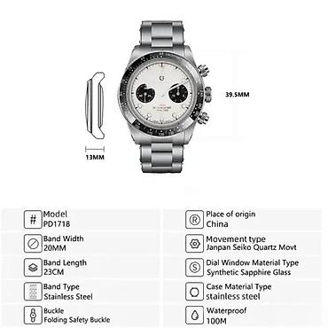 Ručni satovi: PAGANI DESIGN PD-1718 - 39.5mm -Crna- Tudor BB Chrono Homage Potpuno — 6