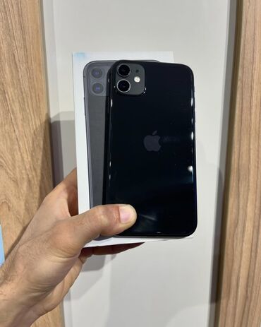 Apple iPhone: IPhone 11, 64 GB, Qara, Zəmanət, Face ID, Sənədlərlə