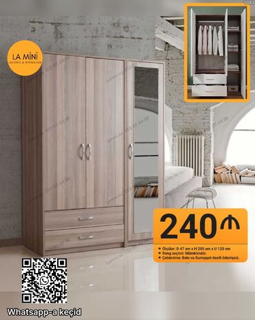 Çarpayılar: Açılan, 3 qapılı Düz dolab, Qarderob, paltar dolabı