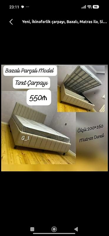 Bazalı parçalı model taxt-çarpayı. - Ölçü: 200×160 - Bazalı lalafo.az -da Bazalı parçalı model taxt-çarpayı. - Ölçü: 200×160 - Bazalı