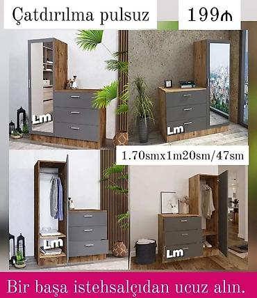 interturan mebel: Mebel dəsti – güzgülü paltar asqılı və 3 çekmecəli komod kombini - — 1