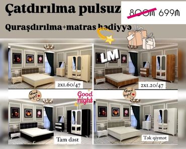 Komodlar: İkinəfərlik çarpayı, Dolab, Termo, 2 tumba, Azərbaycan, Yeni