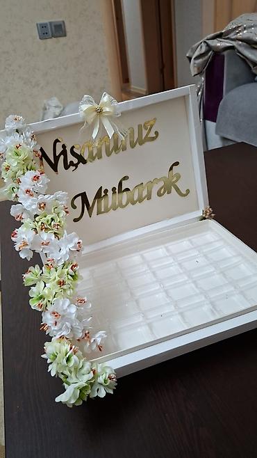 xonca kiraye: Nişan üçün dekorativ şirniyyat/qızılgül qabı - Material: ağ rəngli — 4