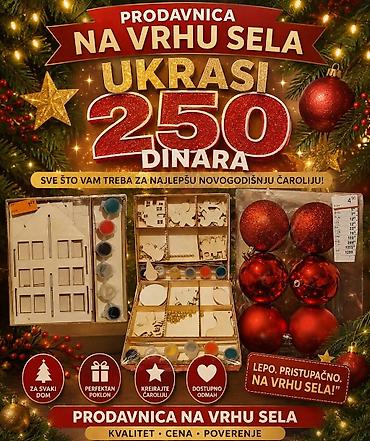 stolovi za terase i baste: **Novogodišnji ukrasi – 250 dinara** Praznični ukrasi iz ponude — 1
