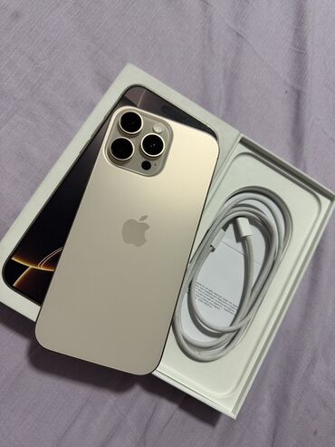 айфон 16 макс: IPhone 16 Pro Max, Колдонулган, 256 ГБ, Natural Titanium, Куту, 99 %