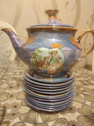 qədimi caydan: Çay dəsti, rəng - Göy, Farfor, Polşa — 3