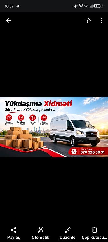 Yükdaşıma Xidməti Sürətli və təhlükəsiz çatdırılma. - Şəhərdaxili