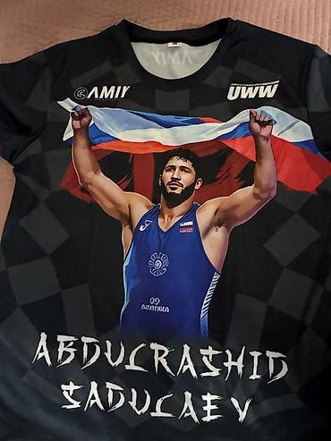 пошив мужской одежды: Футболка спортивная с принтом Abdulrashid Sadulaev - Темная футболка — 1