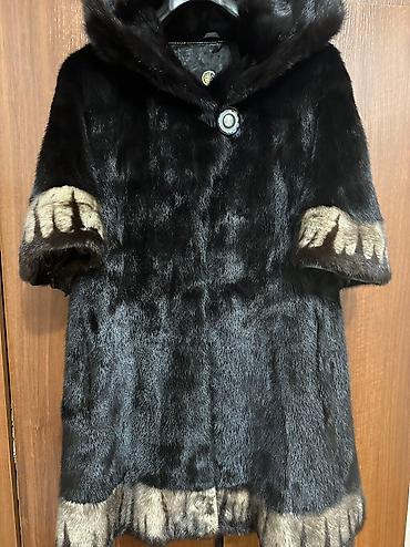 норкавый шуба: Шуба, Норка, По колено, С капюшоном, S, M, L — 1