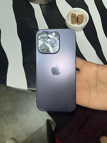iphone temiri: IPhone 14 Pro, 128 GB, Deep Purple, Qırıq — 1