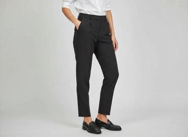 brązowe buty czarne spodnie: Lindex, Material trousers for women, size S