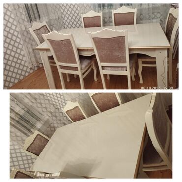 купить бу кресло: Для гостиной, Б/у, Квадратный стол, 6 стульев