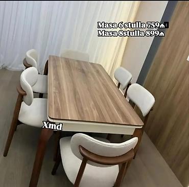 ağac: Qonaq otağı üçün, Yeni, Açılan, Dördbucaq masa, 6 stul — 5