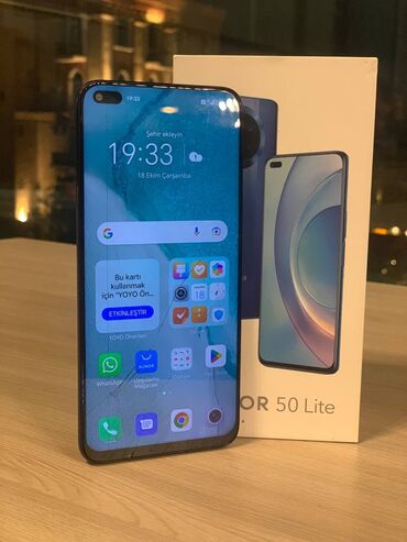 honor 50 qiymeti: Honor 50 Lite, 128 GB, rəng - Mavi, Sensor, Barmaq izi, İki sim kartlı