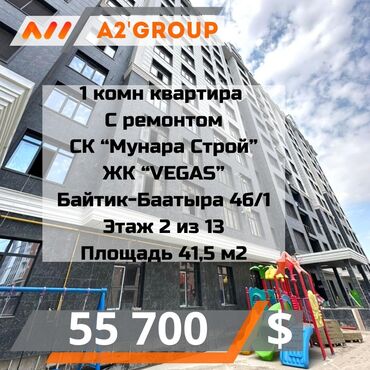 Продажа квартир: 1 комната, 42 м², Элитка, 2 этаж, Евроремонт