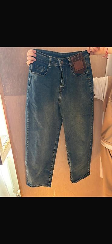 parça şalvar: Unisex mavi jeans şalvar - Parça: klassik denim (orta qalınlıq) — 1